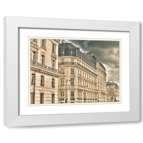 Building in Paris, France White Modern Wood Framed Art Print with Double Matting by Frank, Assaf