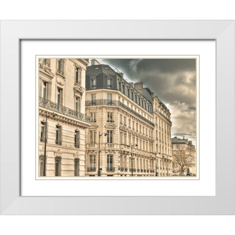 Building in Paris, France White Modern Wood Framed Art Print with Double Matting by Frank, Assaf