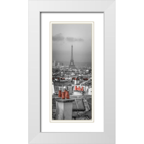 Cityscape of Montmartre with Eiffel Tower, Paris, France White Modern Wood Framed Art Print with Double Matting by Frank, Assaf