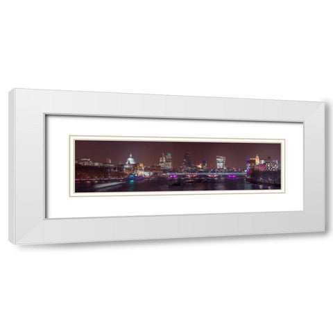 Panoramic view of London skyline White Modern Wood Framed Art Print with Double Matting by Frank, Assaf