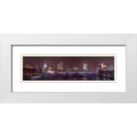 Panoramic view of London skyline White Modern Wood Framed Art Print with Double Matting by Frank, Assaf