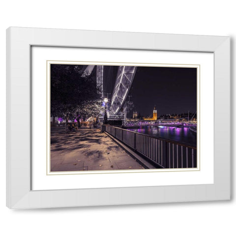 River Thames and the Millenium Wheel from promenade, London, UK White Modern Wood Framed Art Print with Double Matting by Frank, Assaf