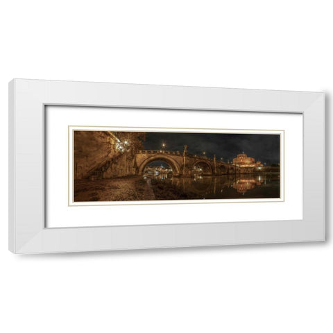 View of Castle St Angelo in Rome, Italy White Modern Wood Framed Art Print with Double Matting by Frank, Assaf