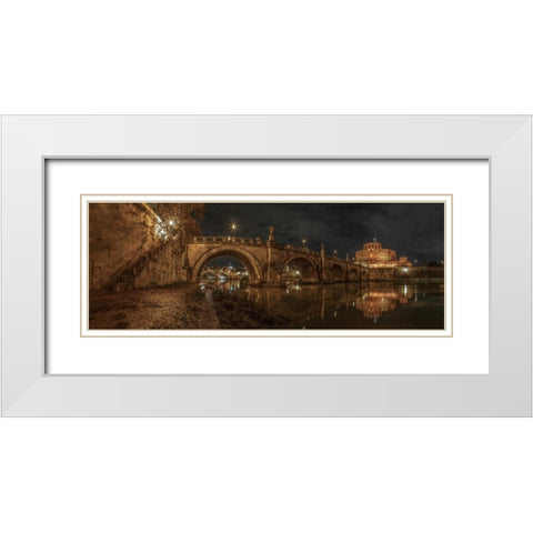 View of Castle St Angelo in Rome, Italy White Modern Wood Framed Art Print with Double Matting by Frank, Assaf