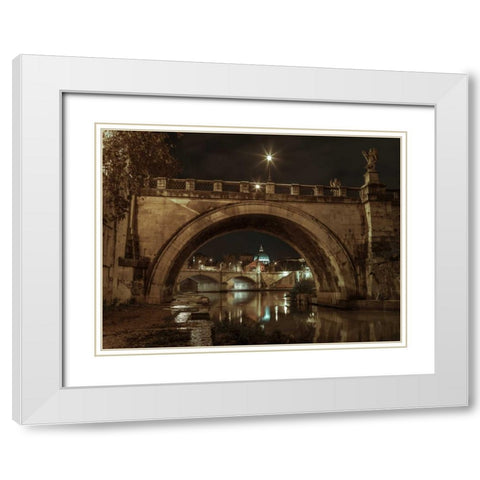 Castle St Angelo bridge in Rome, Italy White Modern Wood Framed Art Print with Double Matting by Frank, Assaf