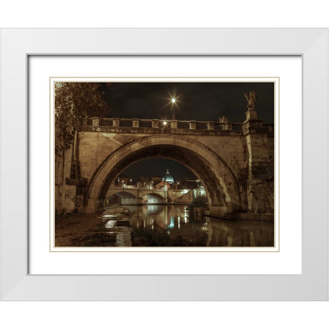 Castle St Angelo bridge in Rome, Italy White Modern Wood Framed Art Print with Double Matting by Frank, Assaf