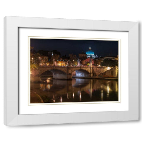 Castle St Angelo bridge in Rome, Italy White Modern Wood Framed Art Print with Double Matting by Frank, Assaf
