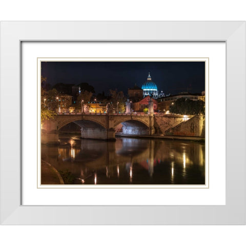 Castle St Angelo bridge in Rome, Italy White Modern Wood Framed Art Print with Double Matting by Frank, Assaf