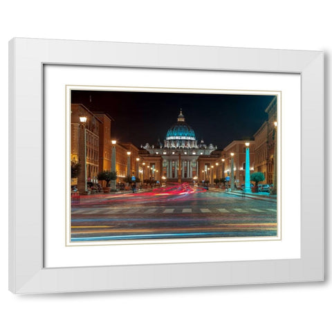 St Peters Square, Rome, Italy White Modern Wood Framed Art Print with Double Matting by Frank, Assaf