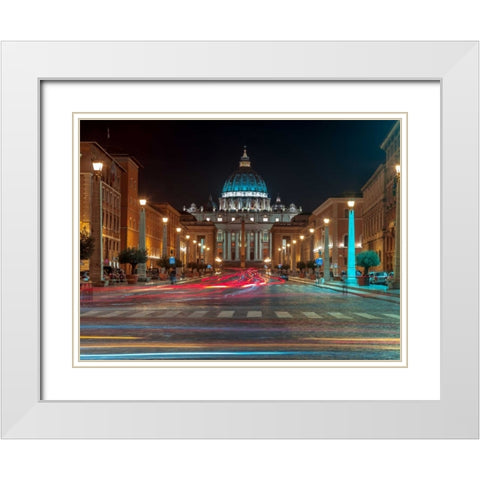 St Peters Square, Rome, Italy White Modern Wood Framed Art Print with Double Matting by Frank, Assaf