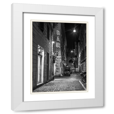 Vehicles parked on narrow city streets of Rome, Italy White Modern Wood Framed Art Print with Double Matting by Frank, Assaf
