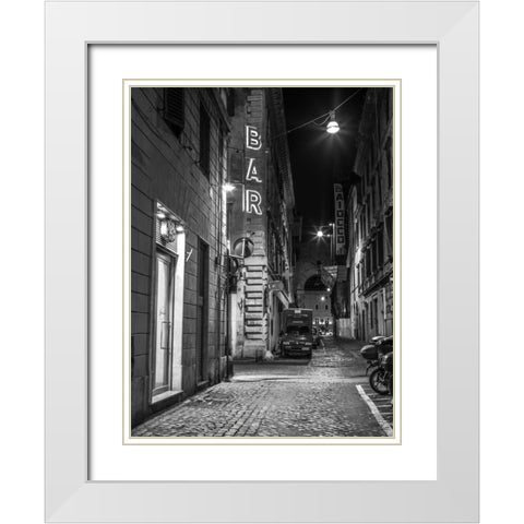 Vehicles parked on narrow city streets of Rome, Italy White Modern Wood Framed Art Print with Double Matting by Frank, Assaf