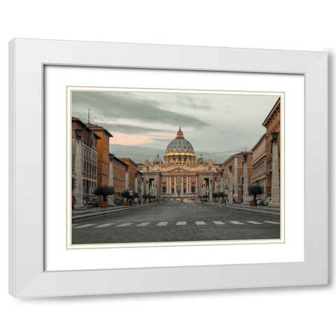 St. Peters Basilica, Rome, Italy White Modern Wood Framed Art Print with Double Matting by Frank, Assaf