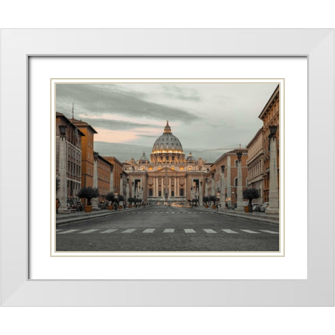 St. Peters Basilica, Rome, Italy White Modern Wood Framed Art Print with Double Matting by Frank, Assaf