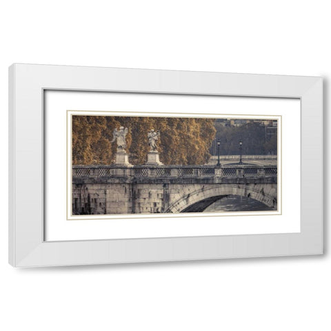 Saint Angelo bridge and Tiber River, Rome, Italy White Modern Wood Framed Art Print with Double Matting by Frank, Assaf