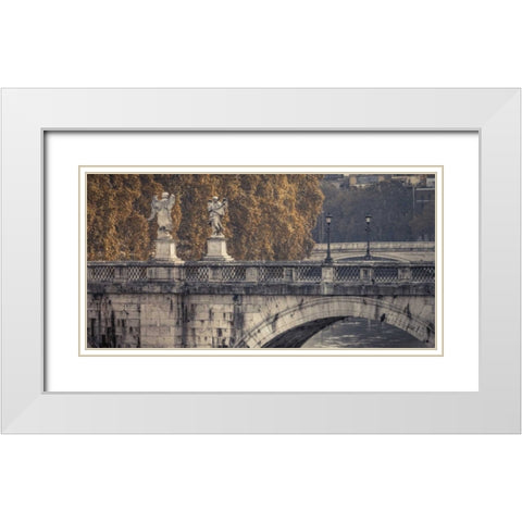 Saint Angelo bridge and Tiber River, Rome, Italy White Modern Wood Framed Art Print with Double Matting by Frank, Assaf