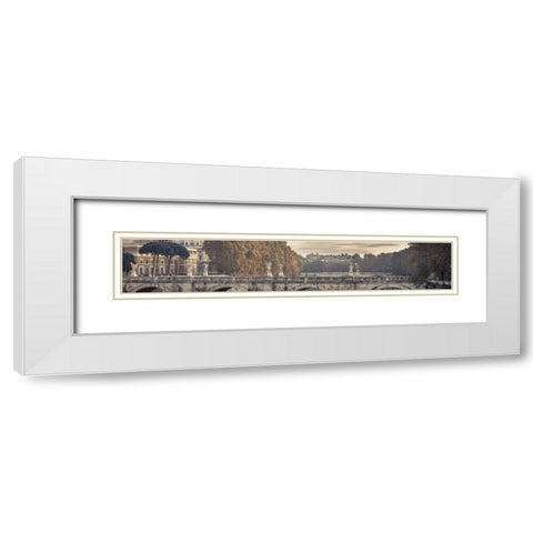 Saint Angelo bridge and Tiber River, Rome, Italy White Modern Wood Framed Art Print with Double Matting by Frank, Assaf