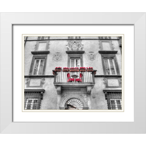 Old building with balcony in Rome, Italy White Modern Wood Framed Art Print with Double Matting by Frank, Assaf