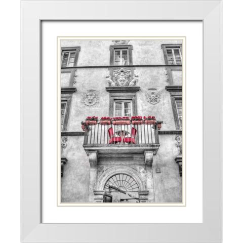 Old building with balcony in Rome, Italy White Modern Wood Framed Art Print with Double Matting by Frank, Assaf