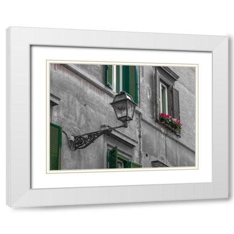 Lamp on an old buildings in city of Rome, Italy White Modern Wood Framed Art Print with Double Matting by Frank, Assaf