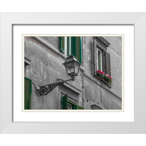 Lamp on an old buildings in city of Rome, Italy White Modern Wood Framed Art Print with Double Matting by Frank, Assaf