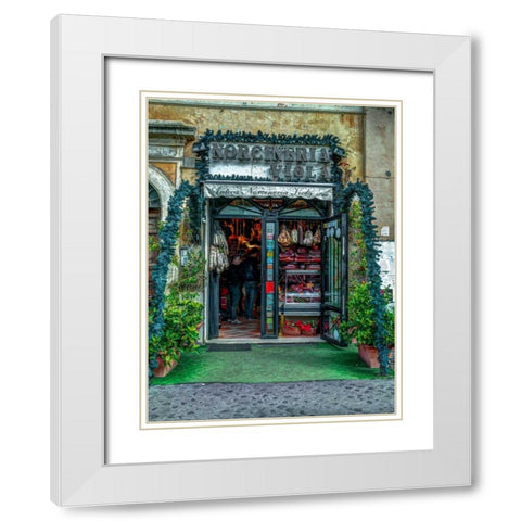Butcher Shop in Rome, Italy White Modern Wood Framed Art Print with Double Matting by Frank, Assaf