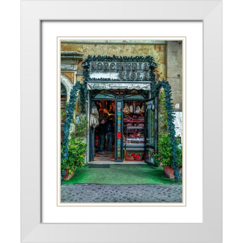 Butcher Shop in Rome, Italy White Modern Wood Framed Art Print with Double Matting by Frank, Assaf