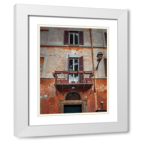 Old building with balcony in Rome, Italy White Modern Wood Framed Art Print with Double Matting by Frank, Assaf