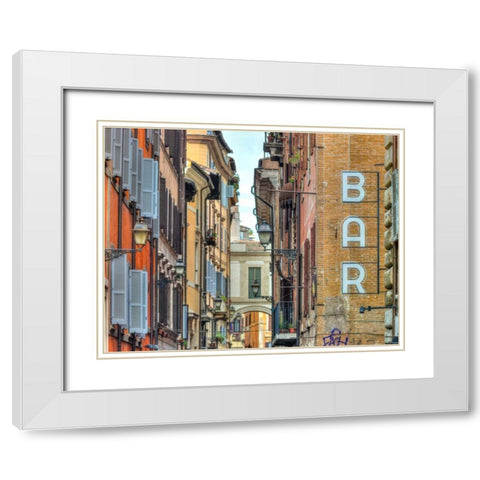 Narrow street through old buildings in Rome, Italy White Modern Wood Framed Art Print with Double Matting by Frank, Assaf