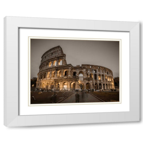 Famous Colosseum in Rome, Italy White Modern Wood Framed Art Print with Double Matting by Frank, Assaf
