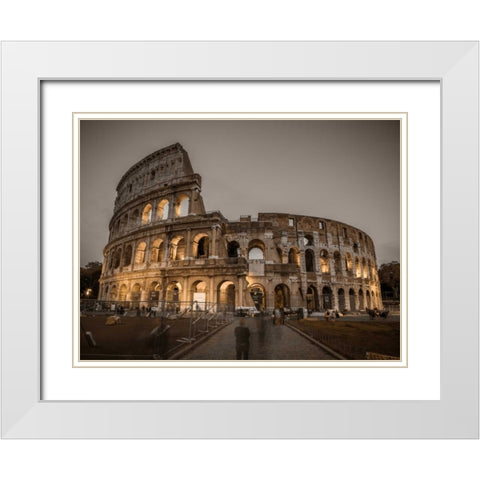 Famous Colosseum in Rome, Italy White Modern Wood Framed Art Print with Double Matting by Frank, Assaf