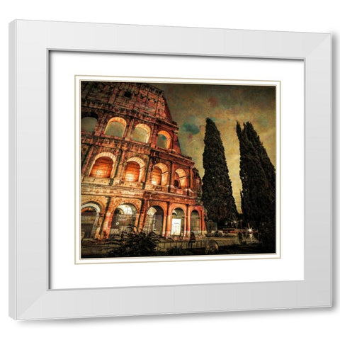 Famous Colosseum in Rome, Italy White Modern Wood Framed Art Print with Double Matting by Frank, Assaf