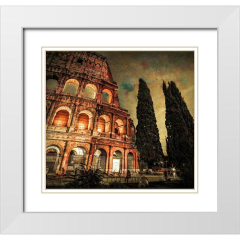 Famous Colosseum in Rome, Italy White Modern Wood Framed Art Print with Double Matting by Frank, Assaf