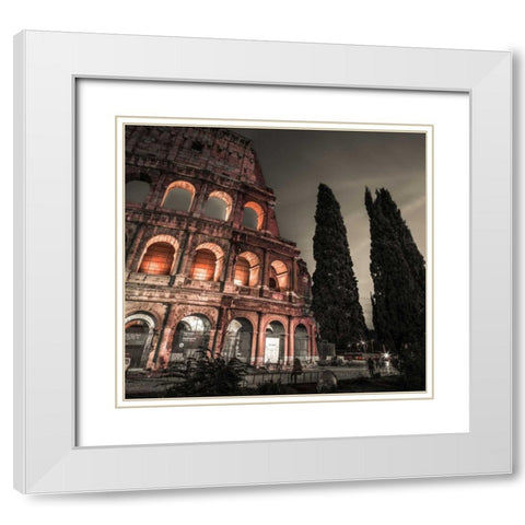 Famous Colosseum in Rome, Italy White Modern Wood Framed Art Print with Double Matting by Frank, Assaf