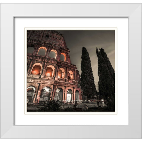 Famous Colosseum in Rome, Italy White Modern Wood Framed Art Print with Double Matting by Frank, Assaf
