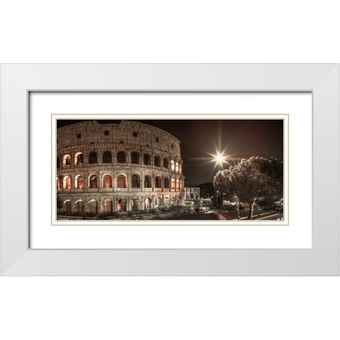 Famous Colosseum in Rome, Italy White Modern Wood Framed Art Print with Double Matting by Frank, Assaf