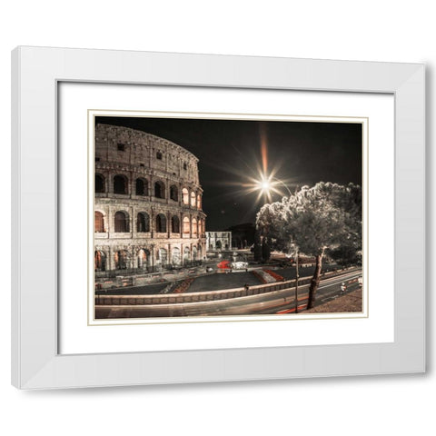 Famous Colosseum in Rome, Italy White Modern Wood Framed Art Print with Double Matting by Frank, Assaf