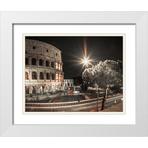 Famous Colosseum in Rome, Italy White Modern Wood Framed Art Print with Double Matting by Frank, Assaf