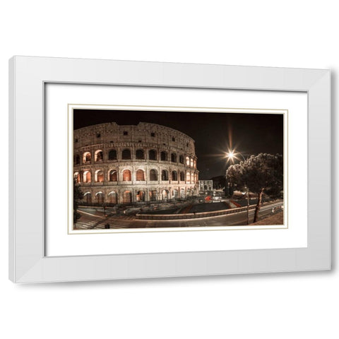 Famous Colosseum in Rome, Italy White Modern Wood Framed Art Print with Double Matting by Frank, Assaf
