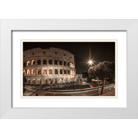 Famous Colosseum in Rome, Italy White Modern Wood Framed Art Print with Double Matting by Frank, Assaf