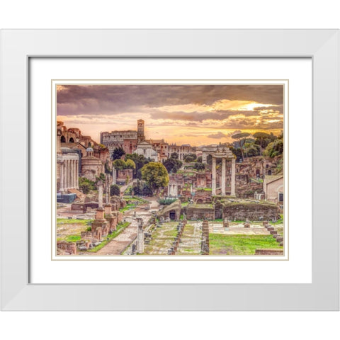 Ruins of the Roman Forum, Rome, Italy White Modern Wood Framed Art Print with Double Matting by Frank, Assaf