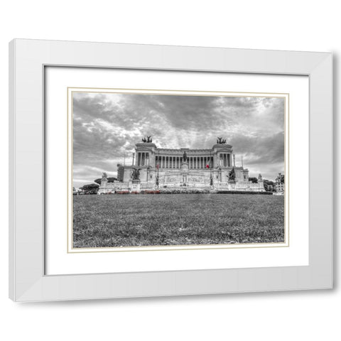 Famous Piazza Venezia in Rome, Italy White Modern Wood Framed Art Print with Double Matting by Frank, Assaf