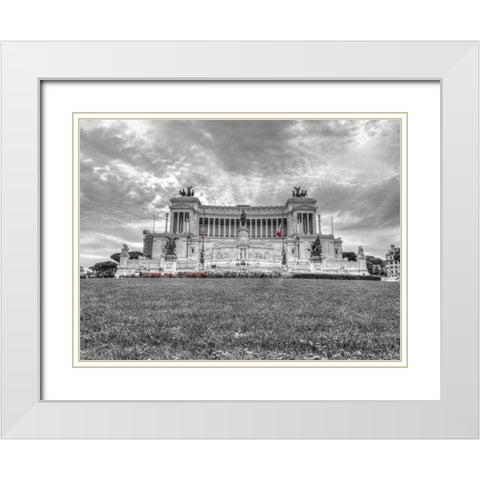 Famous Piazza Venezia in Rome, Italy White Modern Wood Framed Art Print with Double Matting by Frank, Assaf