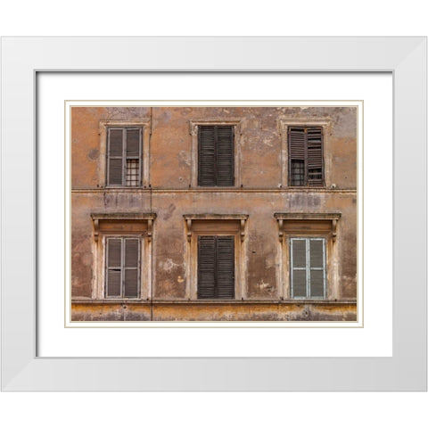 Old rustic building in Rome, Italy White Modern Wood Framed Art Print with Double Matting by Frank, Assaf