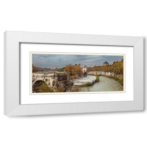 Tiber river through the city of Rome, Italy White Modern Wood Framed Art Print with Double Matting by Frank, Assaf