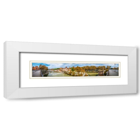Tiber river through the city of Rome, Italy White Modern Wood Framed Art Print with Double Matting by Frank, Assaf