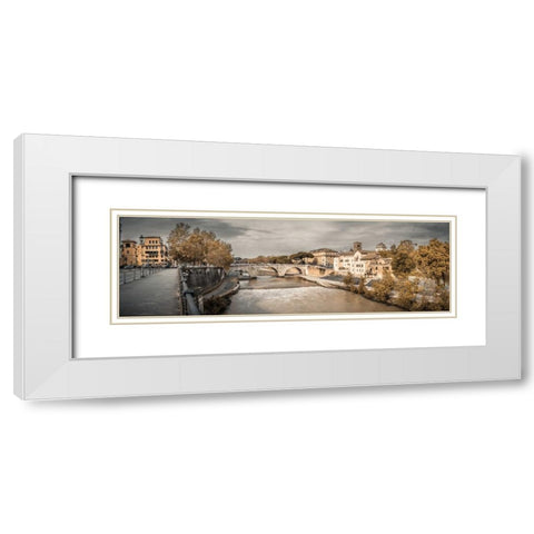 Tiber river through the city of Rome, Italy White Modern Wood Framed Art Print with Double Matting by Frank, Assaf