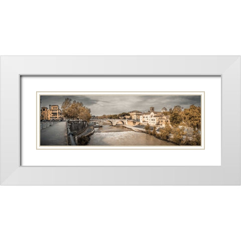 Tiber river through the city of Rome, Italy White Modern Wood Framed Art Print with Double Matting by Frank, Assaf