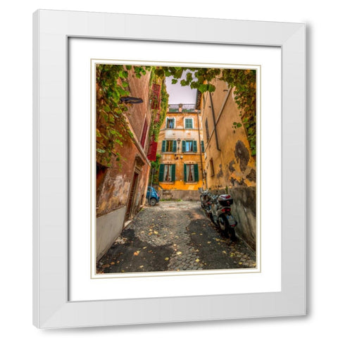 Narrow streets in old town of Rome, Italy White Modern Wood Framed Art Print with Double Matting by Frank, Assaf
