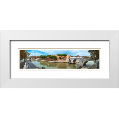 Tiber river through the city of Rome, Italy White Modern Wood Framed Art Print with Double Matting by Frank, Assaf